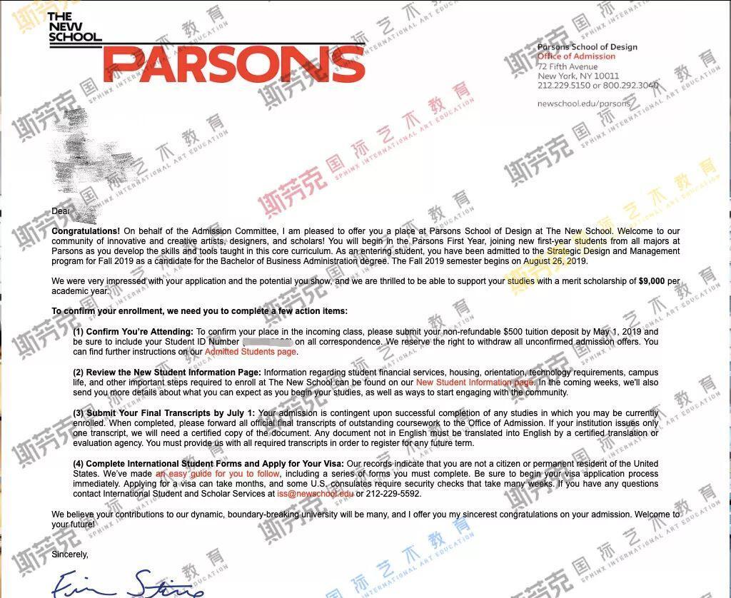 艺术留学,Parsons offer,帕森斯设计学院留学,offer播报