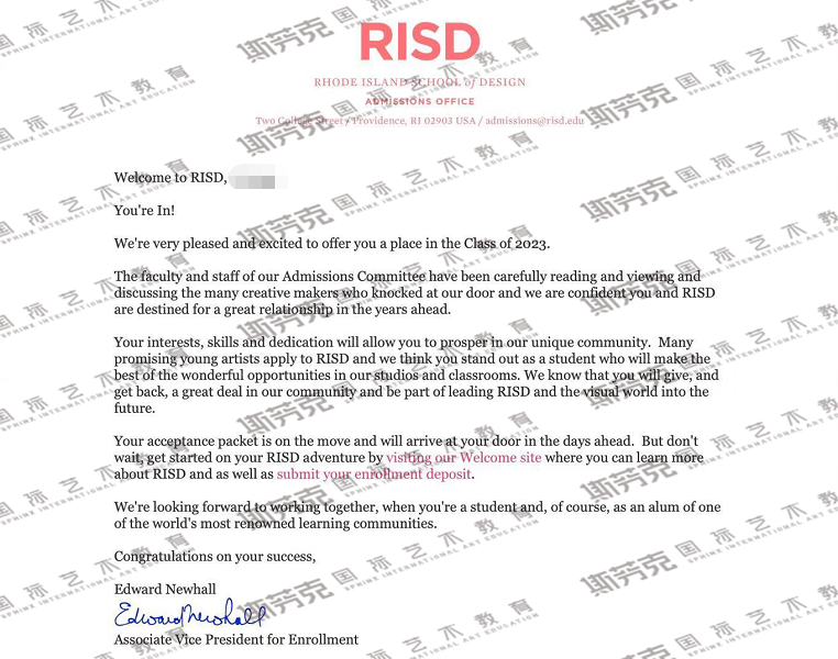 艺术留学,RISD offer,罗德岛设计学院留学,offer播报
