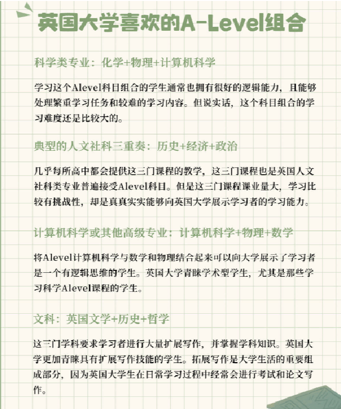 申请不同专业如何选择A-level课程